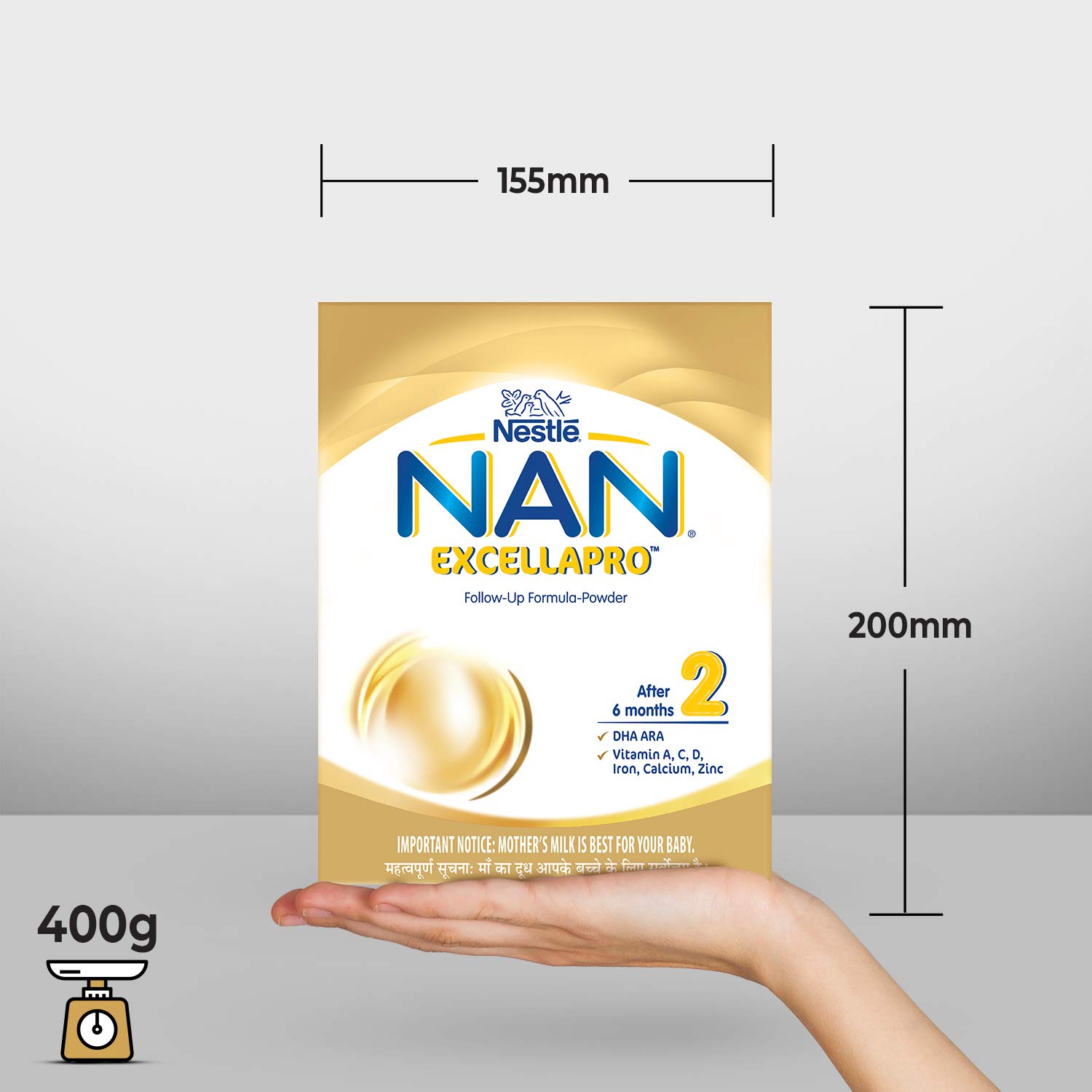 Nestle NAN PRO 2 Follow-up Formula Powder - After 6 months, Stage 2, 400g  Bag-In-Box Pack